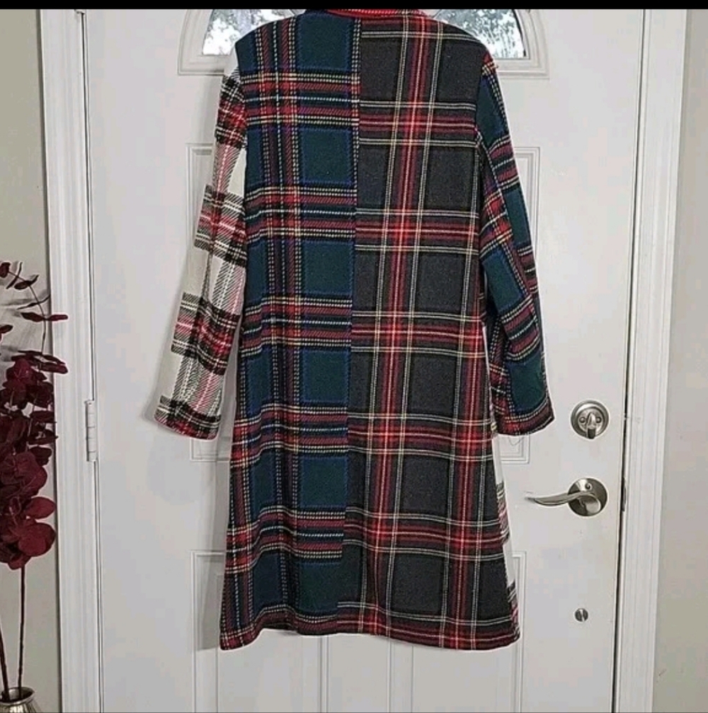 Current Mood Multicolor Plaid Trench Coat Size S - Picture 4 of 4